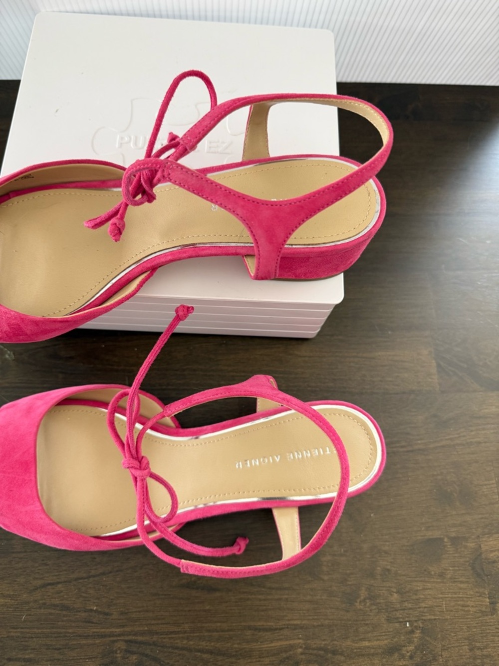 Etienne Aigner Pink Suede Sandals - Picture 9 of 12